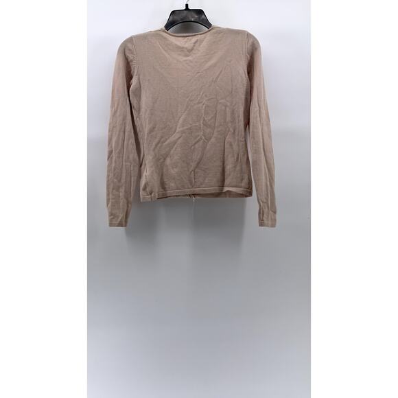ARMAND VENTILO Women's Light Pink-Beige Wool-Blend V-Neck Lace-Trim Sweater SZ M - Picture 2 of 10